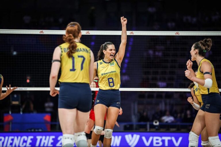 MELHORES JOGADORAS DA VNL. LIGA DAS NAÇÕES DE VÔELI. JÚLIA KUDIESS. GABI.BRASIL.