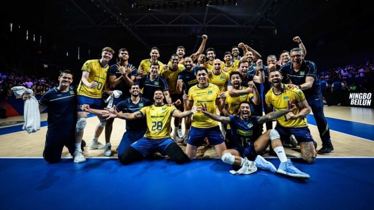 VNL. LIGA DAS NAÇÕES DE VÔLEI. DECISÃO DO TERCEIRO LUGAR. QUARTO LUGAR. JOGO ÚNICO. PARTIDA ÚNICA. SEDE., CHINA. BRASIL. MEDALHA DE BRONZE. ESLOVÊNIA. QUARTO COLOCADO.