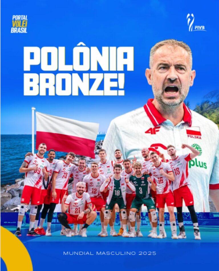 CAMPEONATO MUNDIAL DE VÔLEI MASCULINO.S EDE. FILIPINAS. 2025. DECISÃO DO TERCEIRO LUGAR. MEDALHA DE BRONZE. QUARTO COLOCADO. JOGO ÚNICO. PARTIDA ÚNICA. POLÔNIA. TERCEIRA COLOCADA. MEDALHA DE BRONZE. REPÚBLICA TCHECA. QUARTA COLOCADA.