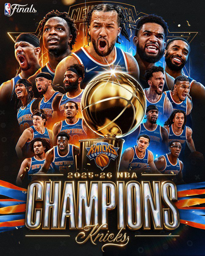 NBA. BASQUETE. LIGA NORTE AMERICANA. NEW YORK KNICKS. ESTADOS UNIDOS. CAMPEÃO. TRICAMPEÃO. 1970. 1973. 2026. SAN ATNONIO SPURS. ESTADOS UNIDOS.